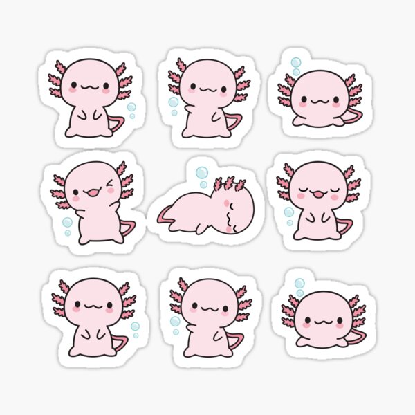 Axolotl Sticker, Cute Axolotl Stickers, Axolotl Gifts, Kawaii