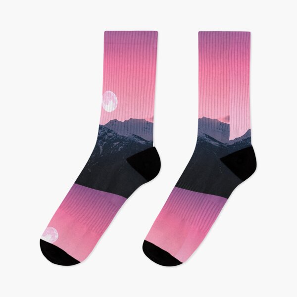 Item preview, Beautiful Pink Sky Mountains, Full Moon designed and sold by newburyboutique.