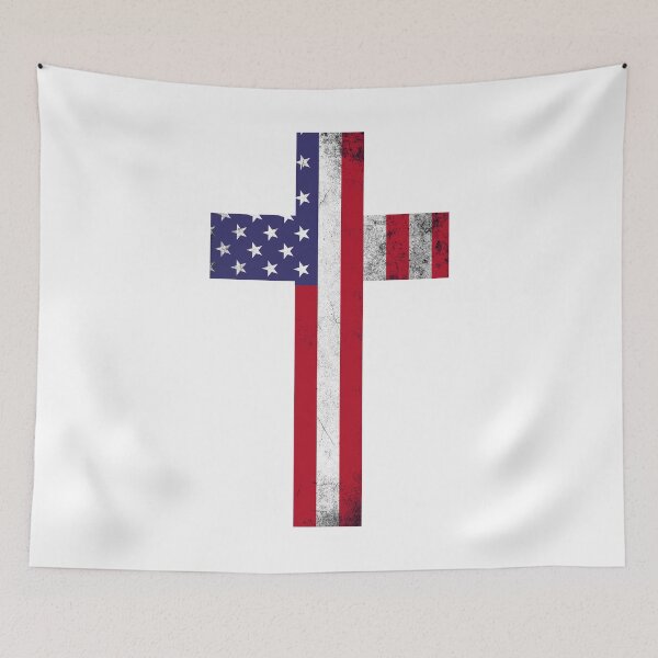 Item preview, Angustiado bandera americana fe cruz designed and sold by t-factor.