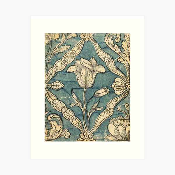Aperçu de l'œuvre Œuvre d'impression magnifique bloc floral antique créée et vendue par FuzzyHoney.
