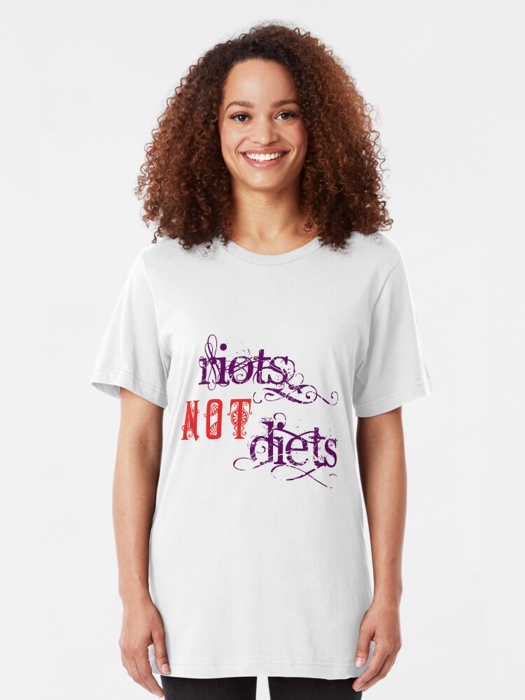 Alternate view of Riots Not Diets (Purple and Red) Slim Fit T-Shirt