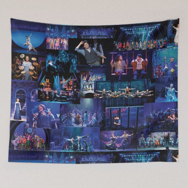 Artikelvorschau, Blaue Broadway-Show-Collage entworfen und verkauft von broadwaycantdie.
