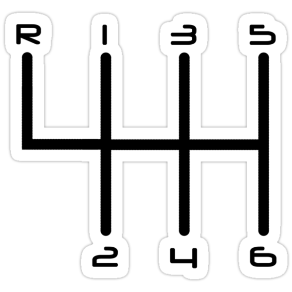 "6-Speed Manual Transmission Gear Stick H-Pattern" Stickers by