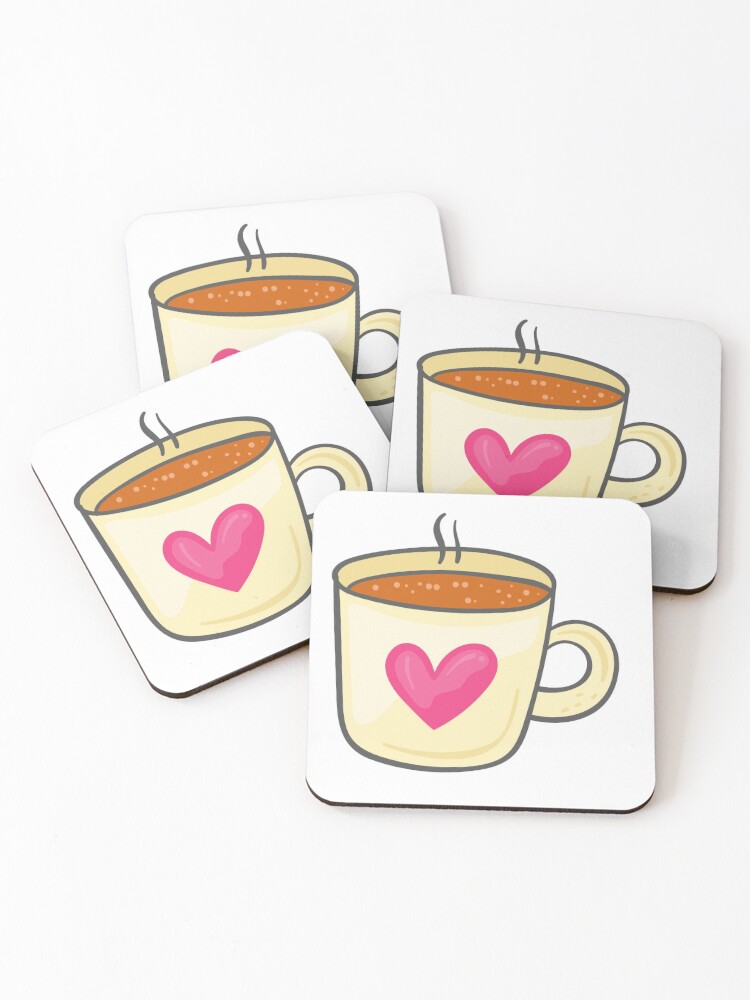 Coffee Cup Cute Illustration Tumblr Aesthetic Icon Coasters Set Of 4 By Vanessavolk Redbubble