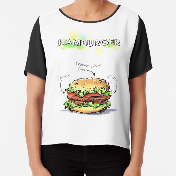 HAMBURGER ON A SESAME SEED BUN Chiffon Top
