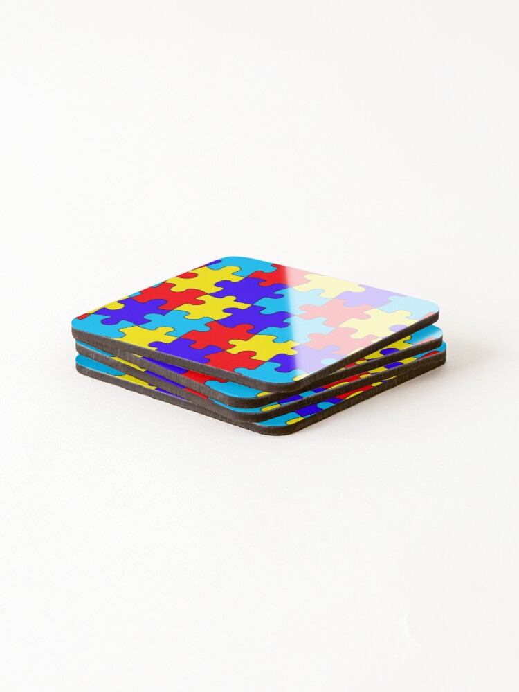 Thumbnail 4 of 5, Coasters (Set of 4), Autistic Puzzel piece pattern designed and sold by VAFoxDesigns.