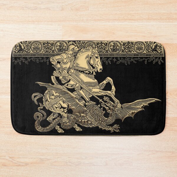 Item preview, Saint George and the Dragon in Gold on Black Canvas designed and sold by Serge Averbukh Art Studio.
