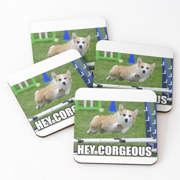 Aperçu de l'œuvre Hey Corgeous - Mème drôle de jeu de mots Corgi créée et vendue par MindChirp.