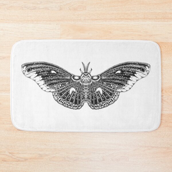 Item preview, Cecropia Moth Black and White Pen and Ink print designed and sold by blackheartscot.