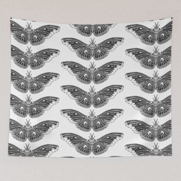 Item preview, Cecropia Moth Black and White Pen and Ink print designed and sold by blackheartscot.
