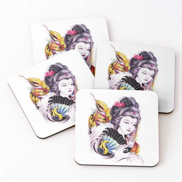Item preview, Japanese geisha artwork of girl and snake  designed and sold by MindChirp.