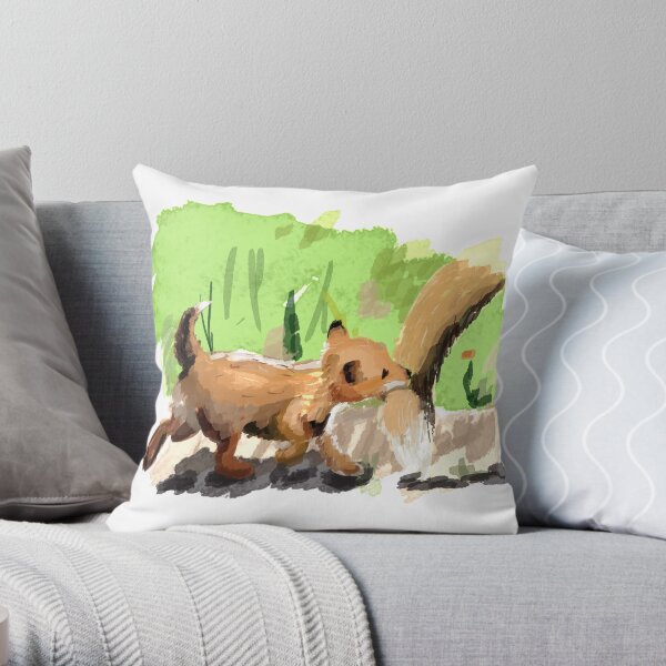 Baby Fox Tag Along Throw Pillow