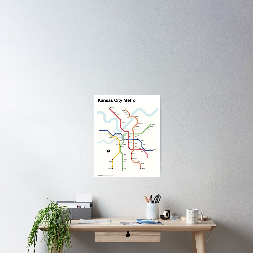 Kansas City Metro (Fantasy Subway Map, Kansas City, Missouri) Poster
