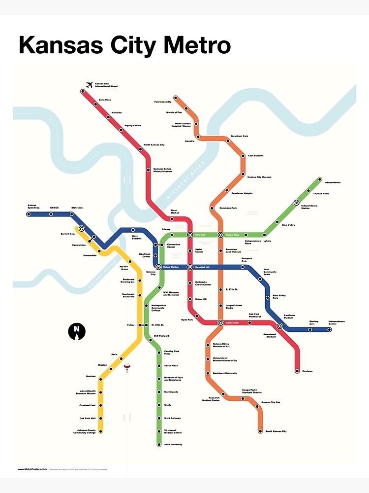 Kansas City Metro (Fantasy Subway Map, Kansas City, Missouri) by MetroPosters