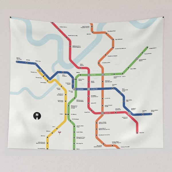 Item preview, Kansas City Metro (Fantasy Subway Map, Kansas City, Missouri) designed and sold by MetroPosters.