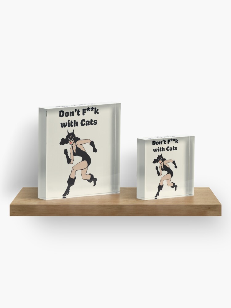 Alternate view of Don’t f**k with cats typography text art quote by Word Fandom - wordfandom Acrylic Block