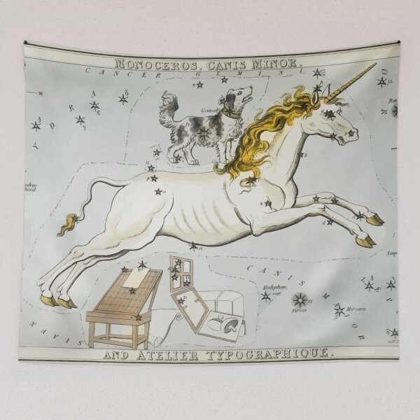 Item preview, Sidney Hall’s Unicorn Astronomical Chart Illustration of the Monoceros, Canis Minor & Atelier Typographique designed and sold by digitalvintage.
