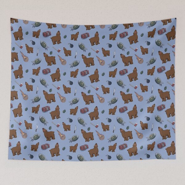 Item preview, Dumb Bear Danger Pattern (blue) designed and sold by JadedSketch.