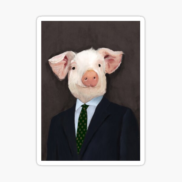 Mr Pig Stickers Redbubble - pig tux roblox