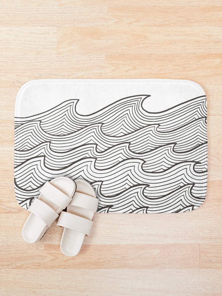 Thumbnail 1 of 6, Bath Mat, Waves pattern designed and sold by DesignTreasure.