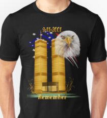 Gold Twin Towers, Eagle n Flag Unisex T-Shirt