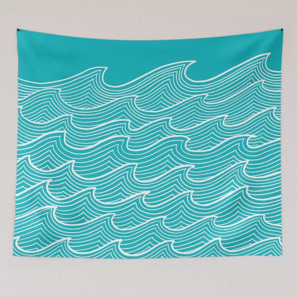 Item preview, Waves pattern- Aqua designed and sold by DesignTreasure.