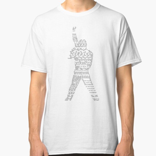 Bohemian Rhapsody lyrics on Freddie Mercury shape Classic T-Shirt