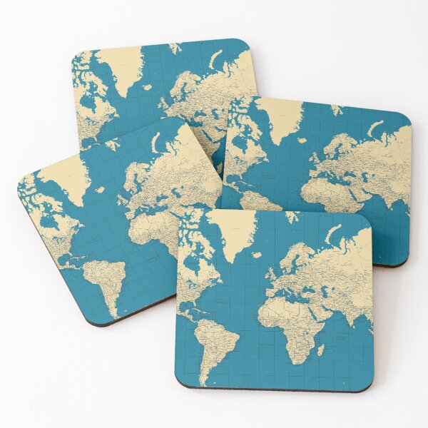 Item preview, Printed World Political Map with Countries, cities roads lakes and rivers designed and sold by mashmosh.