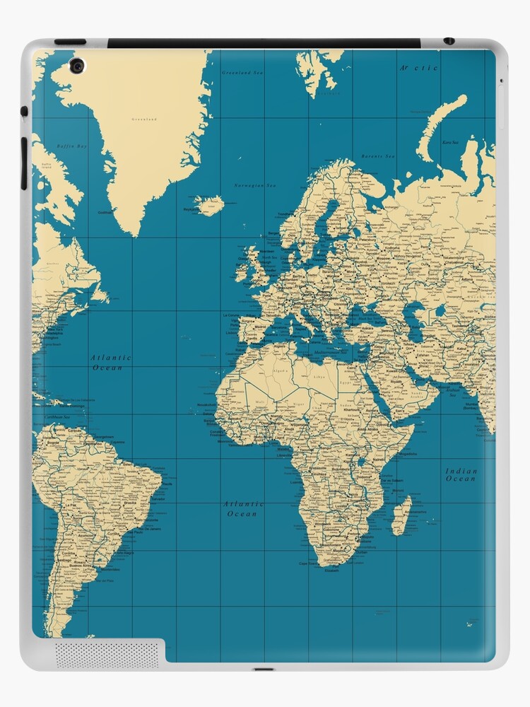 printed world political map with countries cities roads lakes and rivers ipad case skin for sale by mashmosh redbubble