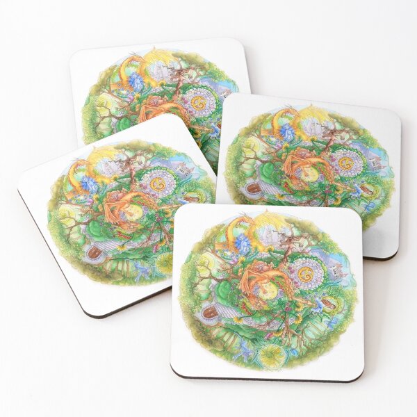 Item preview, watercolour dragons and dryads designed and sold by studiovanharte.
