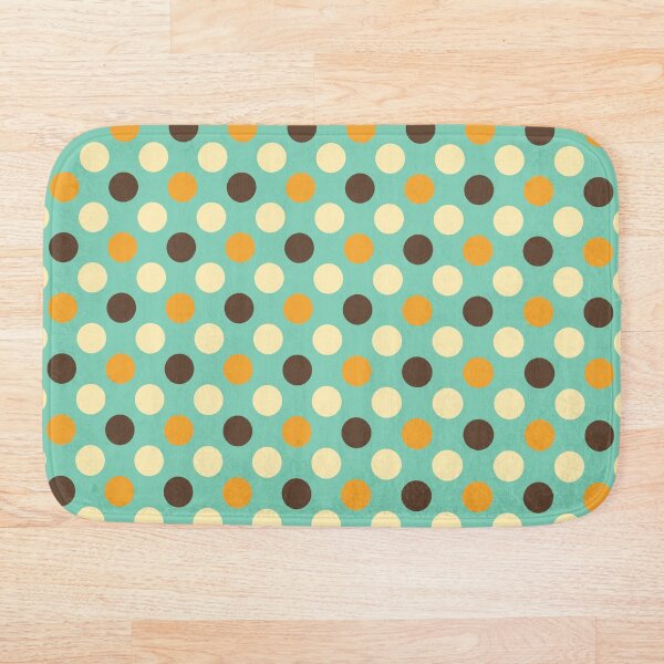 Retro 70s Green with Polka Dots Bath Mat