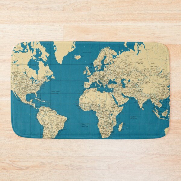 Item preview, Printed World Political Map with Countries, cities roads lakes and rivers designed and sold by mashmosh.