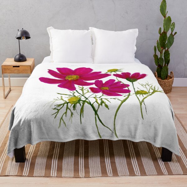 Item preview, Bright pink cosmos florals designed and sold by Rekha Salin.