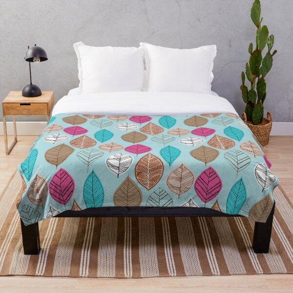 Item preview, leaf pattern: pink, turquoise, beige, brown and white designed and sold by keera66.