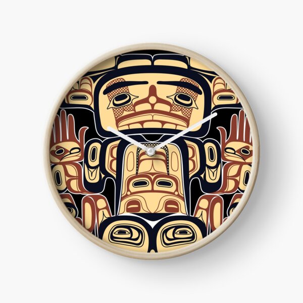 Art de la tribu haïda des Indiens amérindiens du nord-ouest Horloge