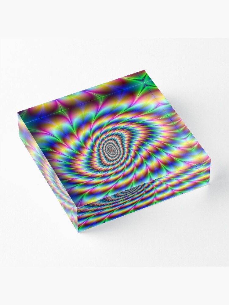 Alternate view of Op art - art movement, short for optical art, is a style of visual art that uses optical illusions Acrylic Block