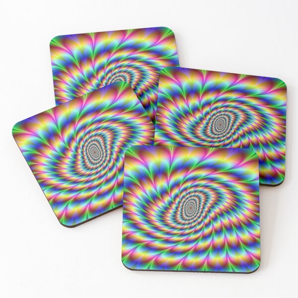Op art - art movement, short for optical art, is a style of visual art that uses optical illusions Coasters (Set of 4)