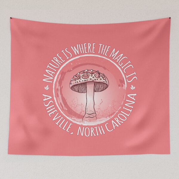 Item preview, Asheville, NC - Nature Mushroom - Pink designed and sold by Serena's Asheville Merch.