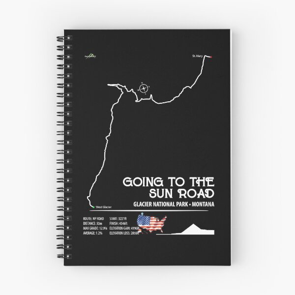 Item preview, Going To The Sun Road USA Glacier NP Motorcycle RV Car Cyclist Trail Map Art Print designed and sold by OuterShellUK.