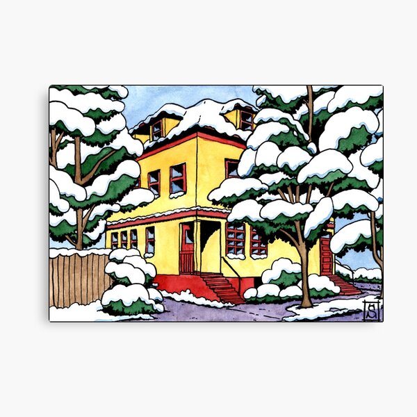 The snowy house Canvas Print