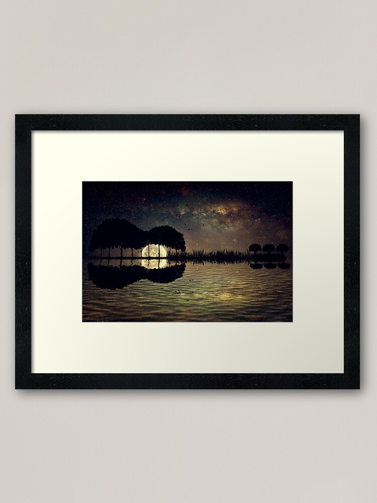 Alternate view of guitar island moonlight Framed Art Print