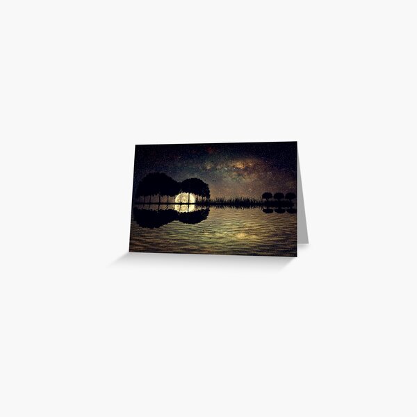 guitar island moonlight Greeting Card