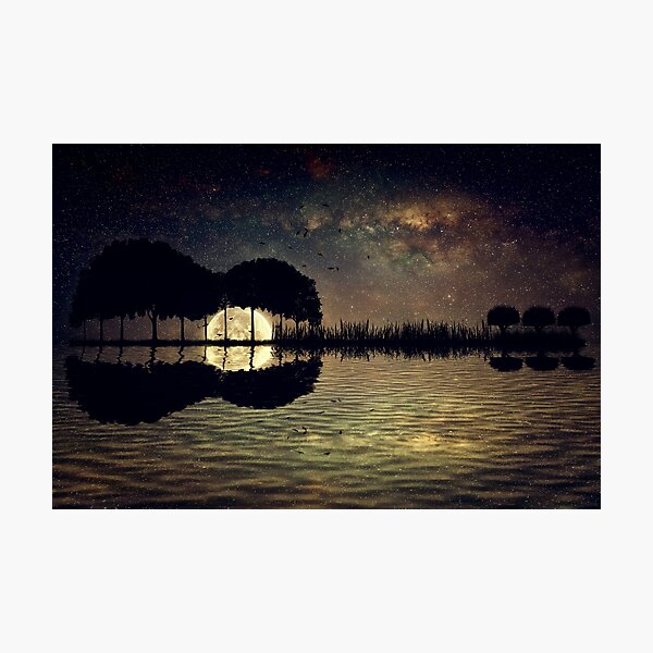 guitar island moonlight Photographic Print