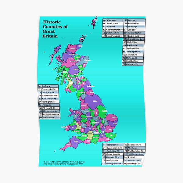 Historic Counties of Great Britain Poster