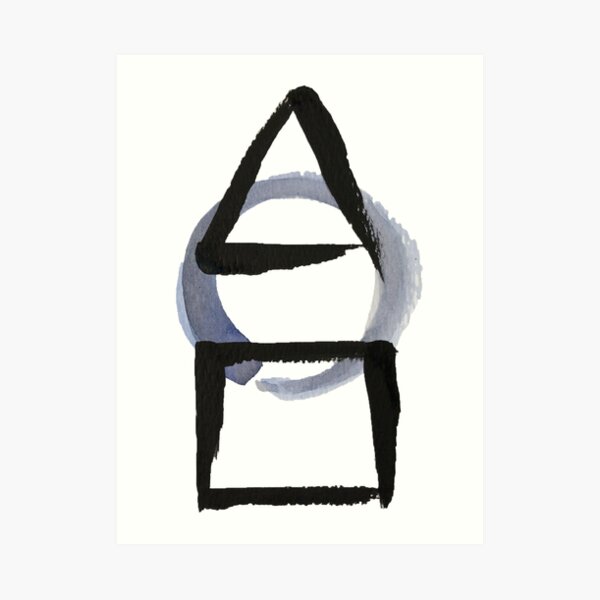 Triangle Circle Square Calligraphy Enso Art Print