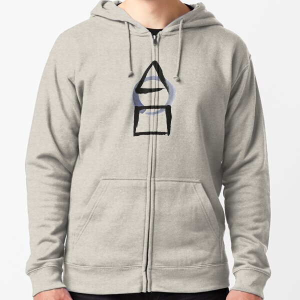 Triangle Circle Square Calligraphy Enso Zipped Hoodie