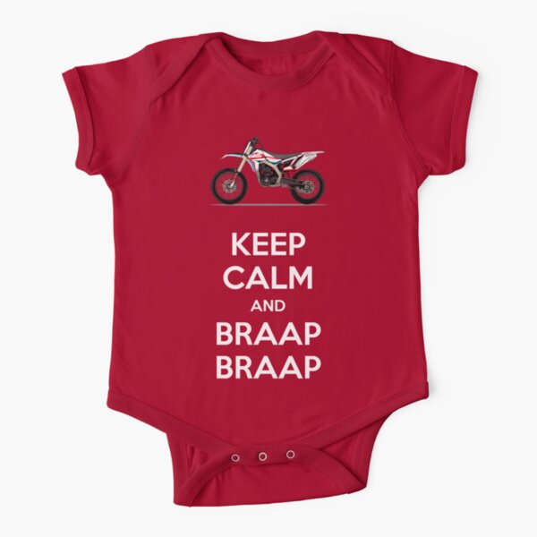 Keep Calm and Braap Braap (WheeledWorld.com) Short Sleeve Baby One-Piece