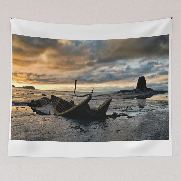 Item preview, Black Nab and the wreck of the Admiral Von Tromp at sunset. Saltwick Bay, England designed and sold by chrisdrabble.
