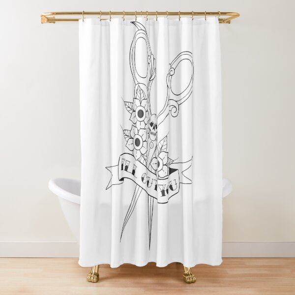Hairdresser skull scissors I'll cut you Shower Curtain for Sale by  msbdesigns