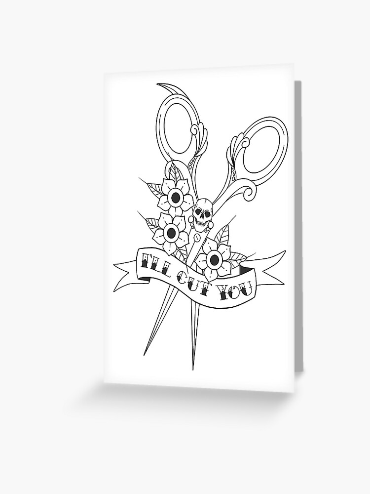 Hairdresser skull scissors I'll cut you | Art Print